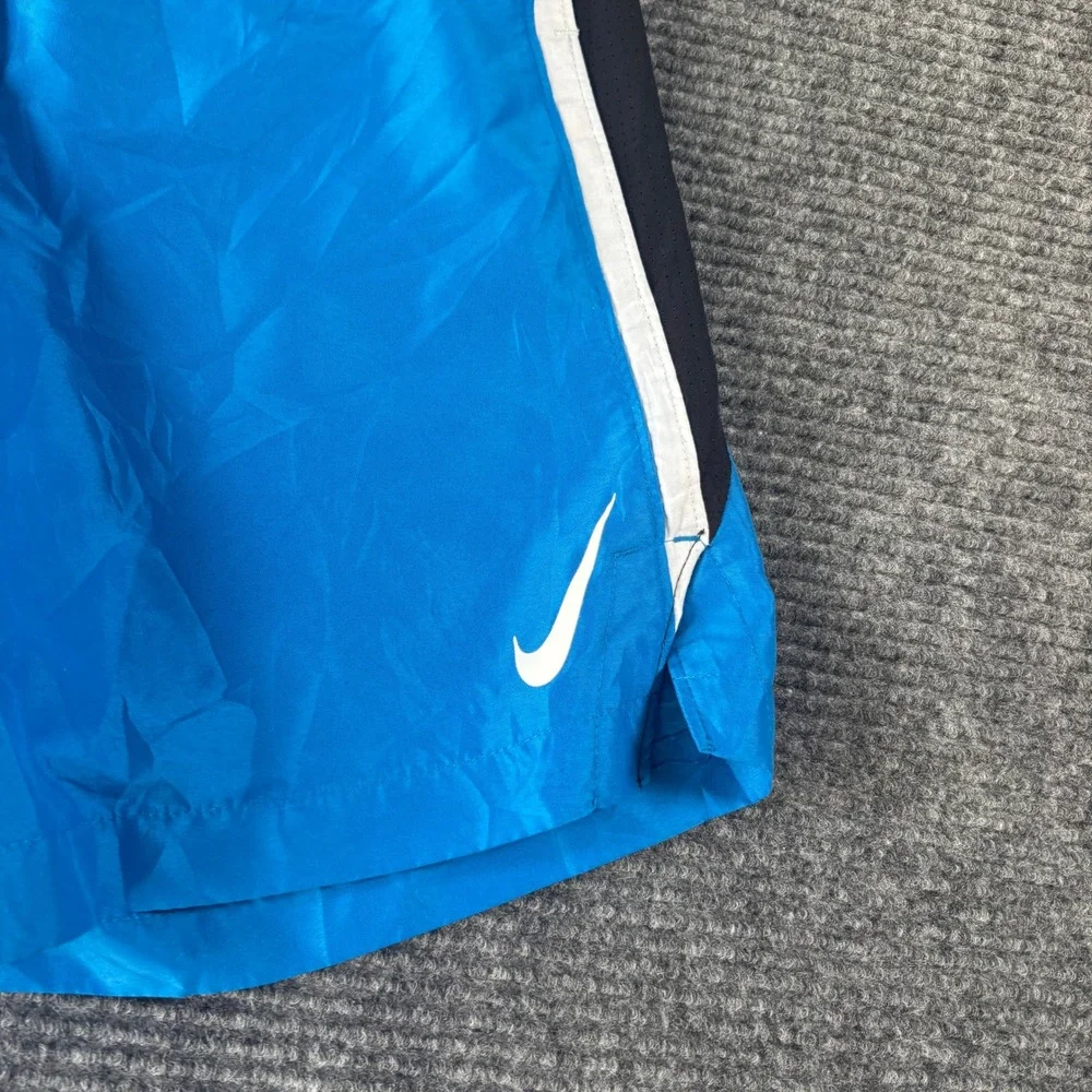 Nike Mens Small Blue Athletic Running Shorts Elastic Waist Side Stripe Swoosh